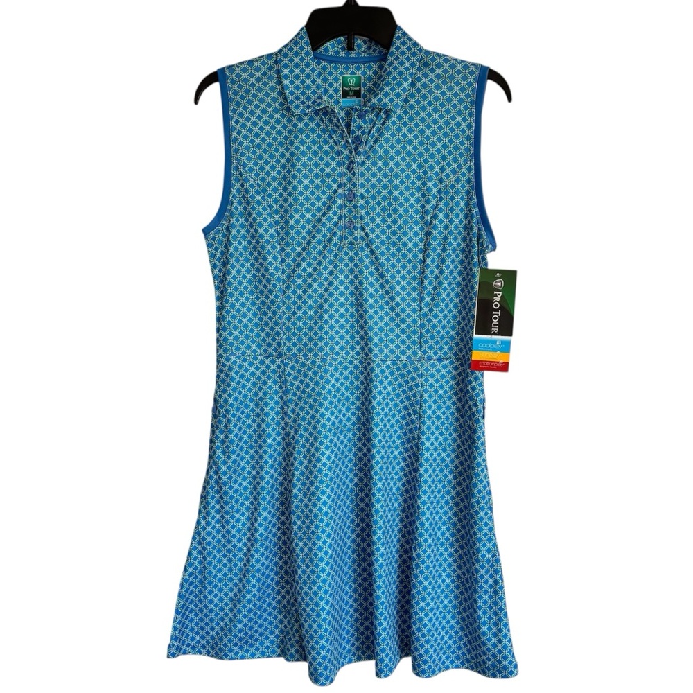 Belk Pro Tour Sleeveless Geometric Print Flounce Mini Dress Women’s Size Medium